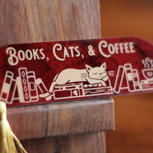 Gifts for Her Cat Bookmark Coffee Gift Book Mark Book Lover Gift Literary Gift Teacher Gift Librarian Gift  Resin Bookmark Reading Accessory