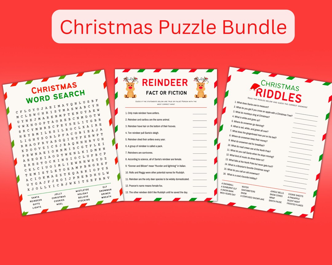 Printable Christmas Puzzles Bundle Printable Christmas Games Etsy Printable Christmas Puzzles Bundle Printable Christmas Games Etsy
