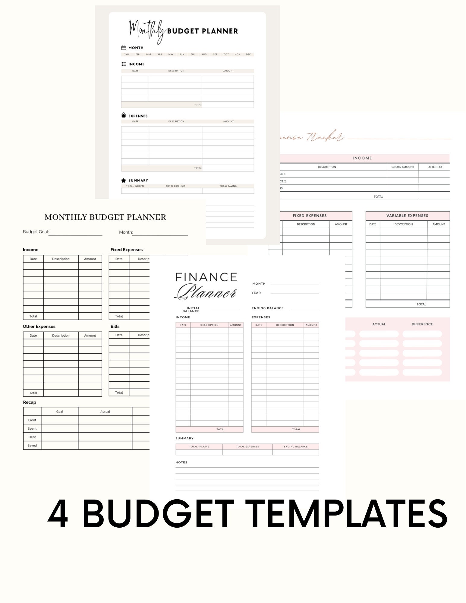 Budget Planner | 4 different templates