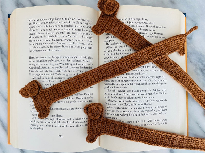 Dachshund Bookmark crocheted handmade different colors Custom order Gift idea Teacher gift Book accessories image 1