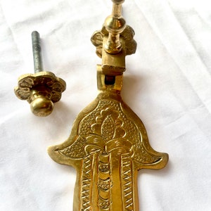 Unlaquered Brass Vintage Moroccan Hamsa Hand Door Knocker