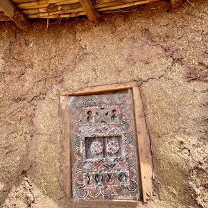 Vintage Moroccan Berber Door: Antique Carved Artwork