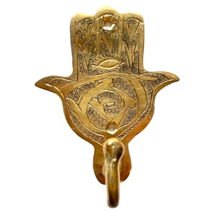 Antique Brass Hamsa Hand Wall Hook moroccan handcrafted unlacquered  brass hook,hooks for wall,moroccan design,brass