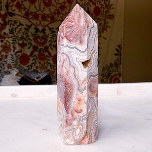 Crazy Lace Agate Tower  with Druzys!