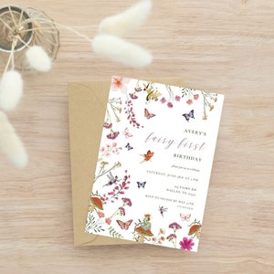 Editable Fairy First Birthday Invitation | Fairy 1st Birthday Template | Enchanted Magical Garden Birthday | Fairy Birthday Invitation