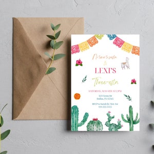 Three Esta Birthday Invitation, Fiesta Birthday Invitation, Threeesta Invite, Instant Download, Editable Template,Fiesta Invite,3rd Birthday