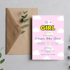 Mädchen Toy Story Baby Shower bearbeitbare Einladung | It&#39;s A Girl Story Invite | Pink Girl Toy Story Baby Shower Digital Download