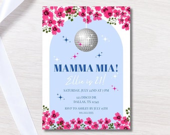 Editable Mamma Mia Birthday Invitation | Mamma Mia Disco | Greek Birthday Invite | Dancing Queen | Mamma Mia Bridal Shower | Mamma Mia Bach