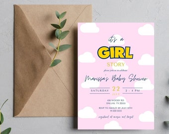 Girl Toy Story Baby Shower Editable Invitation | It’s A Girl Story Invite | Pink Girl Toy Story Baby Shower Digital Download