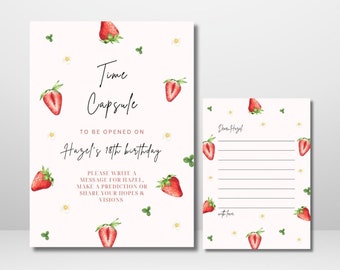 Berry First Birthday Time Capsule Sign And Card | Strawberry Themed Time Capsule | Strawberry Birthday Sign | Berry First Birthday Sign