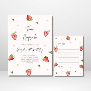Berry First Birthday Time Capsule Sign And Card | Strawberry Themed Time Capsule | Strawberry Birthday Sign | Berry First Birthday Sign