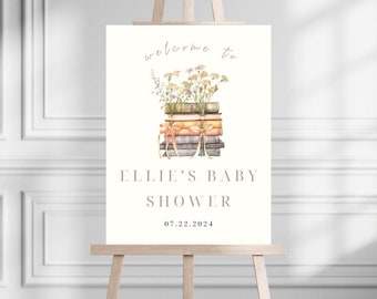 Book Themed Baby Shower Welcome Sign | A New Chapter Begins | Storybook Baby Shower Editable Welcome Sign | Library Baby Shower Sign