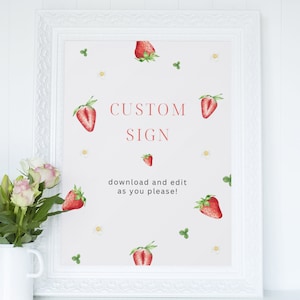 Berry First Birthday Editable Custom Sign | Strawberry Party Sign Template | Berry 1st Decor | Berry Sweet Baby Signage