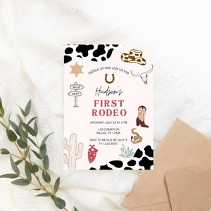 First Rodeo Editable Birthday Invitation | Cowboy Bday Template | Wild West Bday Invite | My 1st Rodeo Invite | Ranch Southwestern Invite