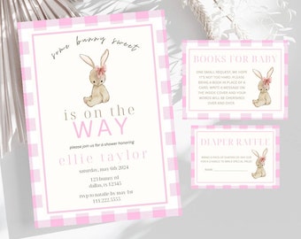 Some Bunny Baby Shower Invitation Bundle | Pink Bunny Baby Shower Invite Bundle | Some Bunny Is On The Way | Diaper Raffle | Books For Baby