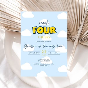Reach Four The Sky Editable Birthday Invitation | Toy Story 4th Birthday Invitation | Kids Toy Story Template | Reach 4 The Sky