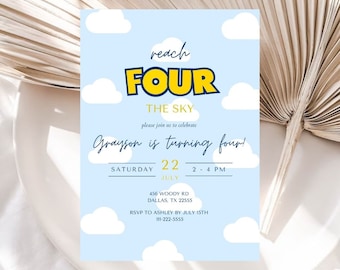 Reach Four The Sky Editable Birthday Invitation | Toy Story 4th Birthday Invitation | Kids Toy Story Template | Reach 4 The Sky