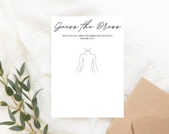 Guess The Dress Bridal Shower Game | Sketch The Dress Bridal Shower Template | Printable Bridal Shower Activity | Minimalist Guess The Dress