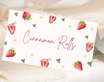 Berry First Birthday Food Tent Labels | Strawberry Themed Bday Food Labels | Strawberry Birthday Label | Berry First Birthday Placecard