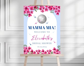 Editable Mamma Mia Bridal Shower Invitation | Mamma Mia Disco | Greek Bridal Shower Invite | Dancing Queen Bridal Shower | Blue White Invite