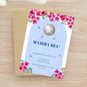 Mamma Mia Birthday Invitation | Mamma Mia Disco Party | Greek Birthday Invitation | Dancing Queen | Mamma Mia Bridal Shower | Mamma Mia Bach