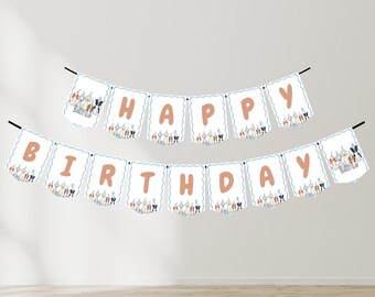 Puppy Pawty Happy Birthday Banner Flags | Editable Dog Theme Birthday Banner | Let’s Pawty Birthday Banner Flags | Bad Two The Bone Banner