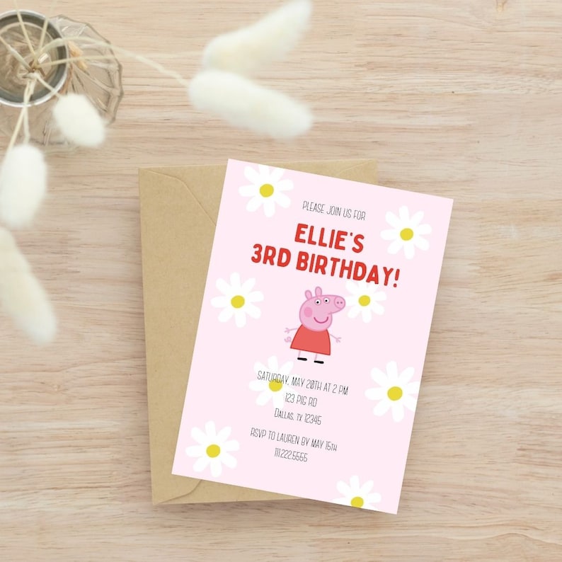 Peppa Pig Printable Invitation Peppa Pig Digital Invitation Etsy