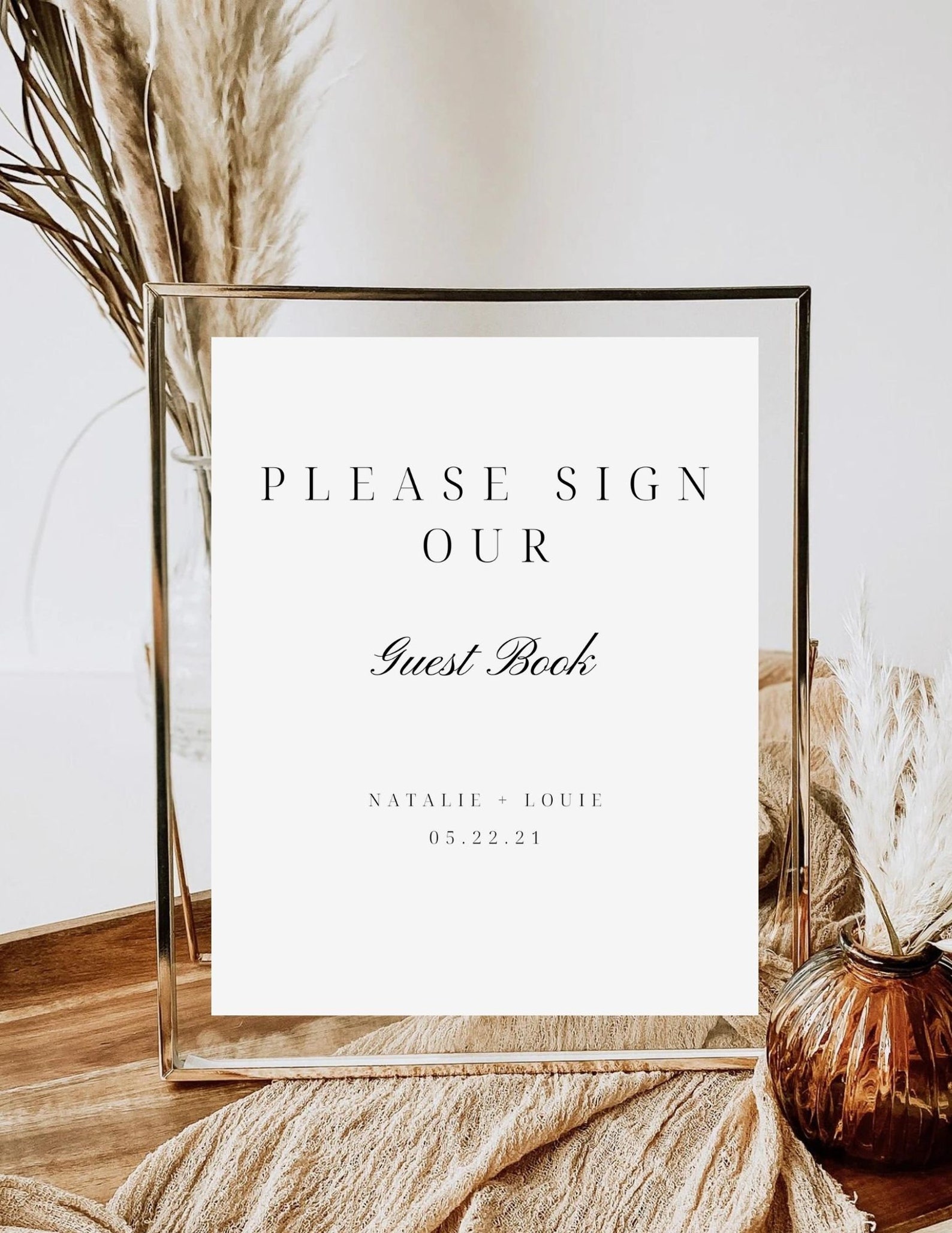 Printable Guest Book Sign Template, Modern Guestbook Sign, Elegant