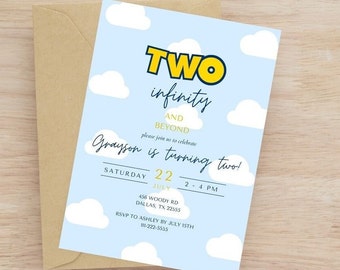 Two Infinity and Beyond Birthday Invitation | Toy 2nd Birthday Invitation | 2 Infinity and Beyond Instant Download