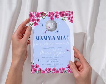 Editable Mamma Mia Bridal Shower Invitation | Mamma Mia Disco | Greek Bridal Shower Invite | Dancing Queen Bridal Shower | Blue White Invite
