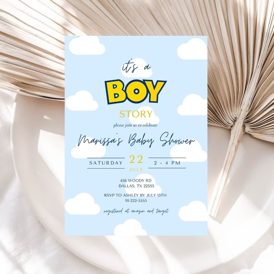 It’s A Boy Story Invite | Boy Story Baby Shower Digital Download | Instant Download