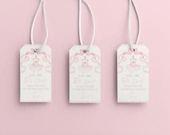 Etiqueta de regalo de cumpleaños con tutú de bailarina / Etiquetas de regalo de fiesta con tutú de bailarina / Etiquetas de regalo de cumpleaños con tutú de bailarina / Etiquetas de regalo con lazo rosa de bailarina