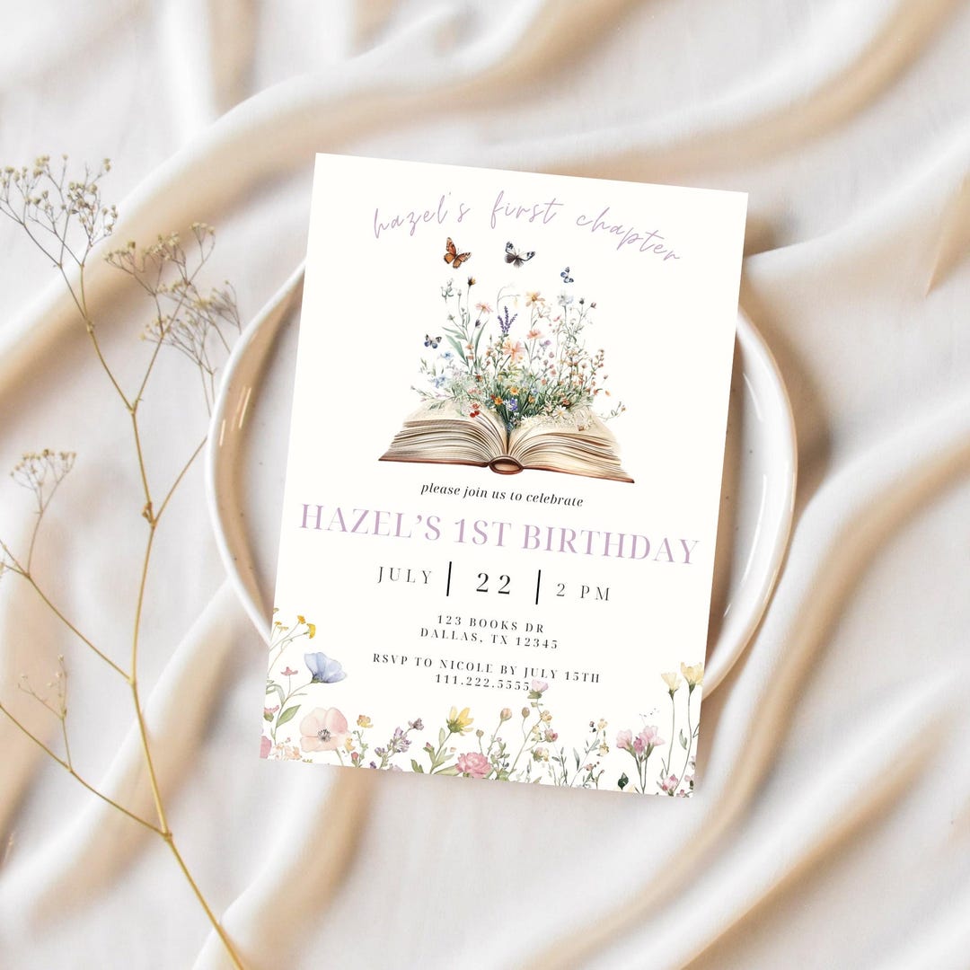 Editable Storybook Birthday Invitation | First Chapter Birthday Invite ...