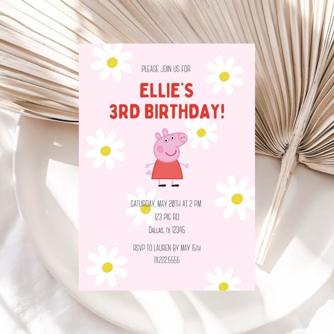 Peppa Pig Printable Invitation Peppa Pig Digital Invitation - Etsy
