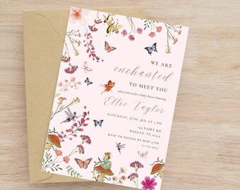 We Are Enchanted To Meet You Baby Shower Invitation | Editable Taylor Swift Baby Shower Invite | Enchanted Magical Garden Baby Shower