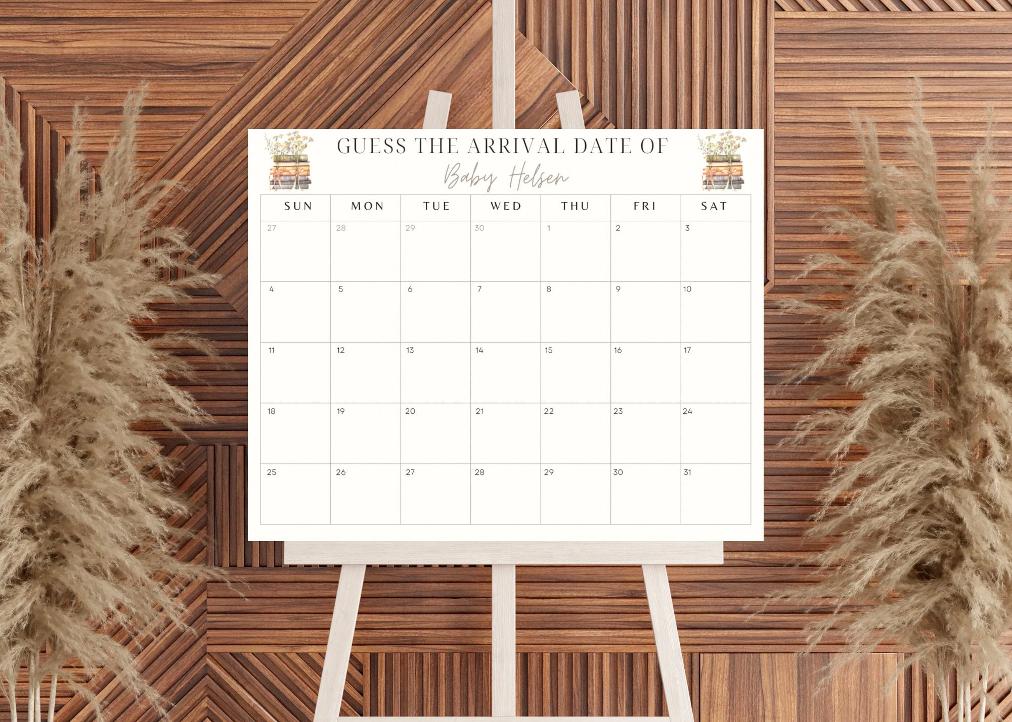 Printable Storybook Guess Babys Due Date Calendar Book Themed Baby ...