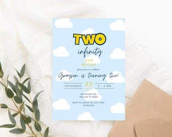 Two Infinity and Beyond Birthday Invitation | Toy 2nd Birthday Invitation | 2 Infinity and Beyond Instant Download