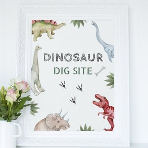 Editable Dinosaur Dig Site Sign | Dinosaur Birthday Party Decor | Three-Rex Party Sign | Dino Party Sign | T-Rex Party Sign | Dino Four Sign