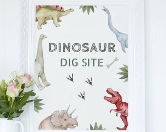 Editable Dinosaur Dig Site Sign | Dinosaur Birthday Party Decor | Three-Rex Party Sign | Dino Party Sign | T-Rex Party Sign | Dino Four Sign