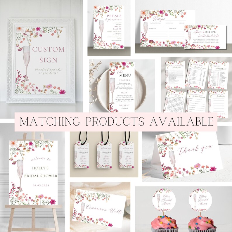 Editable Petals and Prosecco Bridal Shower Games | Pink Floral Bridal ...