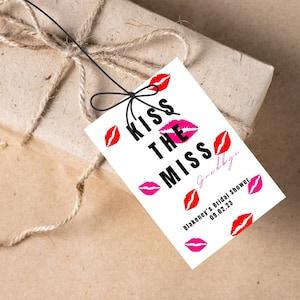 Kiss The Miss Goodbye Party Favor Tag | Kiss The Miss Goodbye Bridal Shower Party Favor Tags | Lips Bridal Shower Tag | Kiss The Miss Bye By