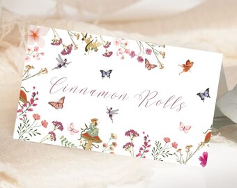 Fairy First Birthday Food Tent Labels | Fairy Party Food Tent Labels | Enchanted Magical Garden 1st Birthday Food Tent Labels