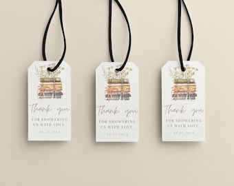 Étiquette de cadeau imprimable pour baby shower livre de contes | Étiquette de cadeau pour pile de livres | Un nouveau chapitre commence Étiquette de faveur | Décorations pour baby shower
