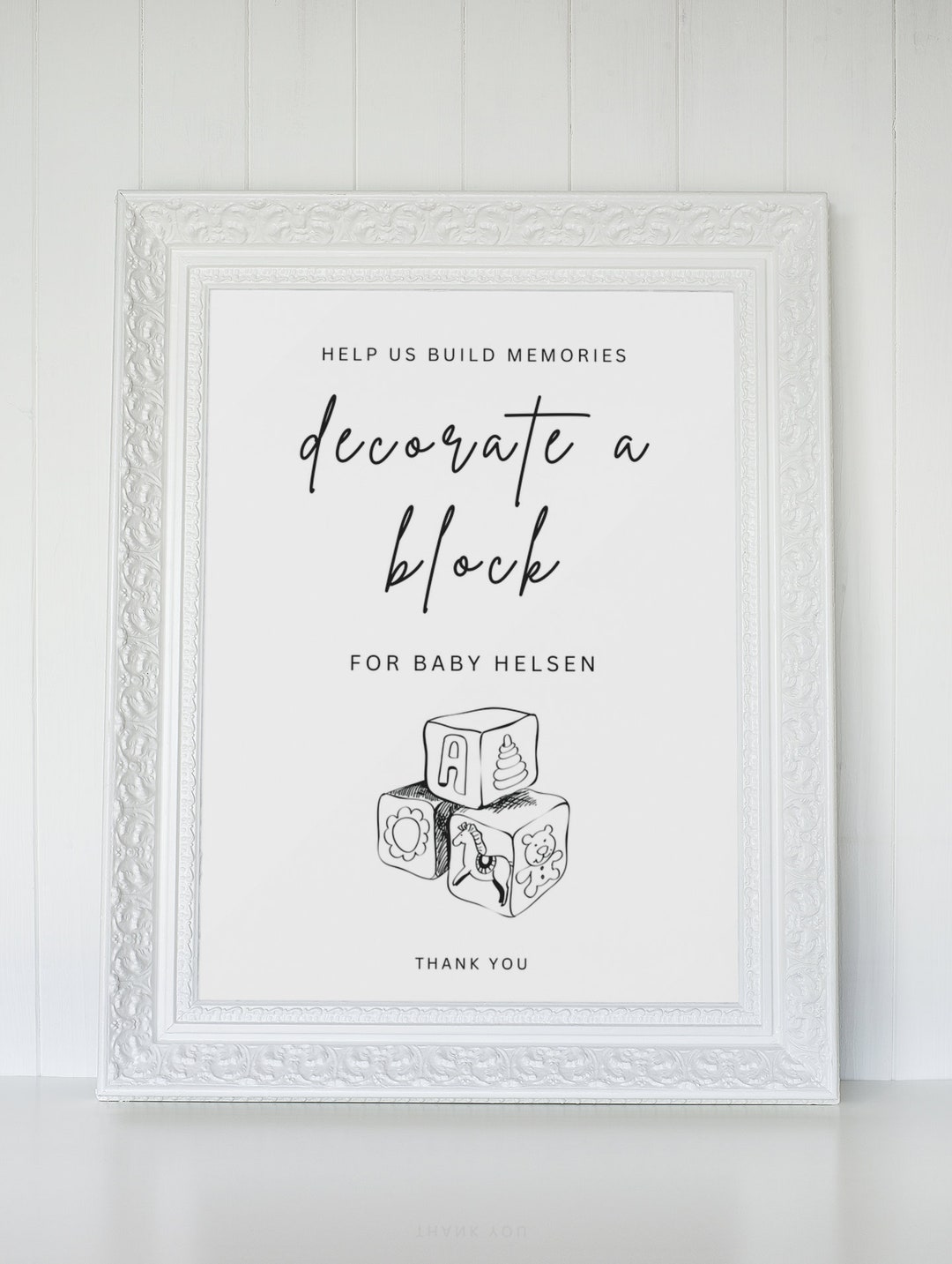 Decorate A Block for Baby Sign | Decorate A Baby Block Table Sign ...