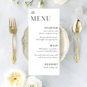 Wedding Menu Template, Minimal Wedding Menu Template, Elegant Menu, Printable Wedding Menu, Editable Wedding Menu, Instant Download