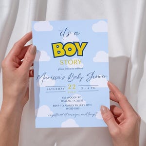 Convite para chá de bebê "It's A Boy Story" | Download digital para chá de bebê "Boy Story" | Download instantâneo