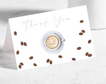 Editable Coffee Theme Thank You Card | A Baby Is Brewing Baby Shower Thank You Card | Printable Coffee Theme Party Thank You Card
