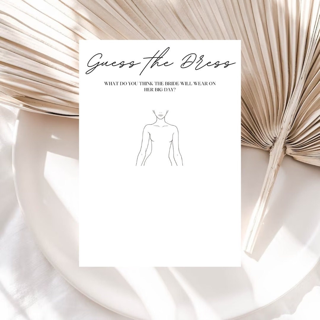 Guess the Dress Bridal Shower Game | Sketch the Dress Bridal Shower  Template | Printable Bridal Shower Activity | Minimalist Guess the Dress -  Etsy