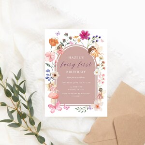 Editable Fairy First Birthday Invitation | Fairy 1st Birthday Template | Enchanted Magical Garden Birthday | Fairy Birthday Invitation