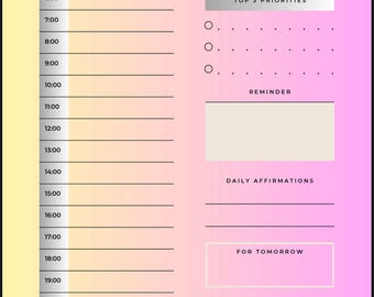 Afdrukbare dagelijkse planner | Organisator takenlijst en planning | Productiviteitsplanner | Digitale pdf-download